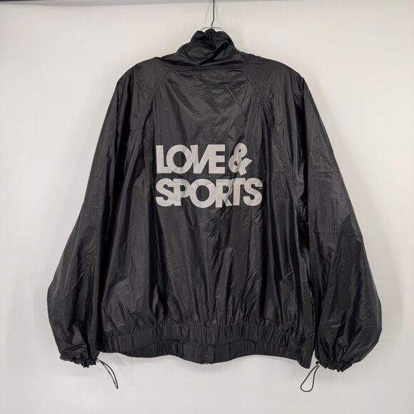 Love & Sports Womens Black track Windbreaker Jacket Size XL Polyester zip - Picture 4 of 9